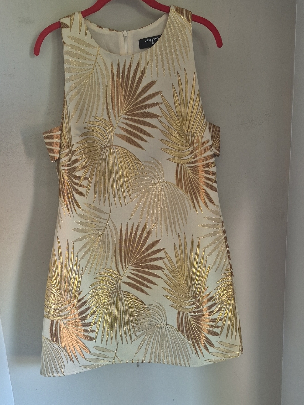 Lulu's Cream Dress with Gold Foil Stripe Detail